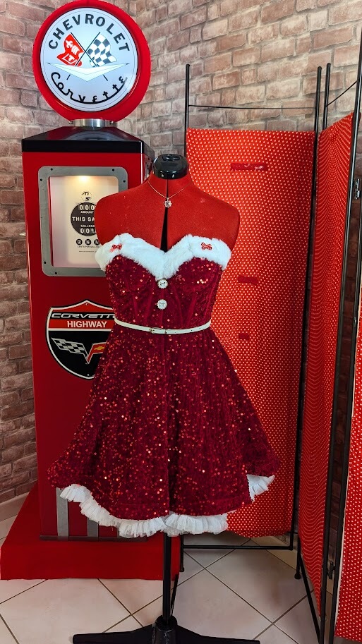 robe pin up de noël rouge et blanc