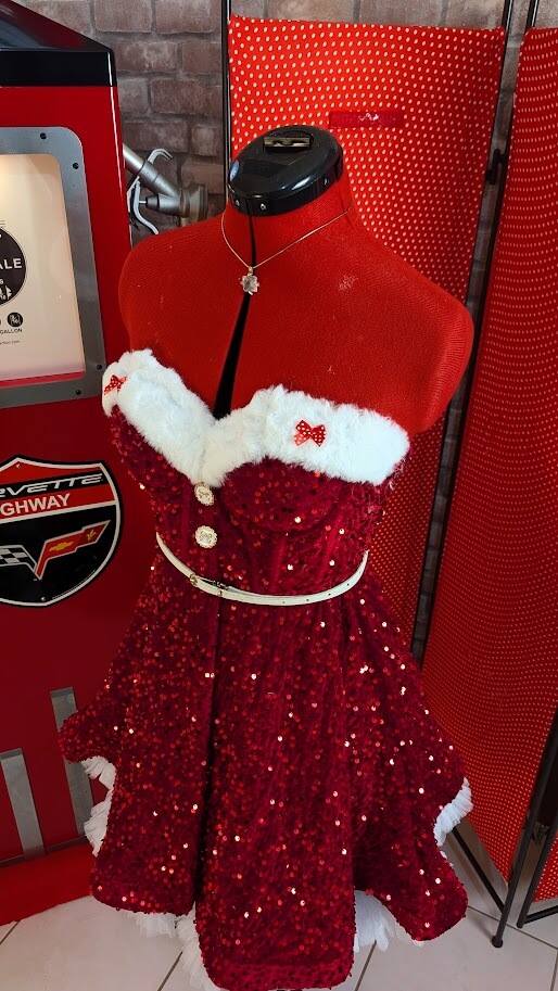 robe pin up de noël rouge et blanc