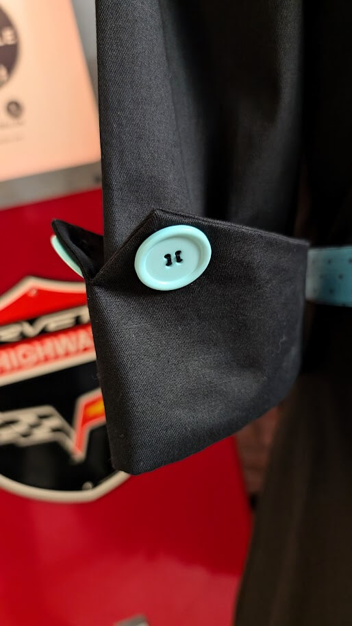 robe pin up rockabilly bleu turquoise et à pois noir