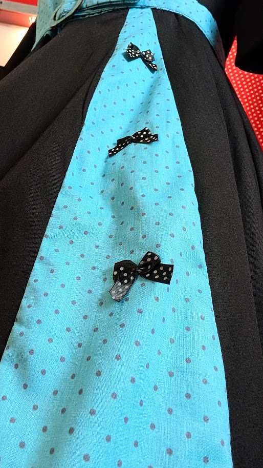 robe pin up rockabilly bleu turquoise et à pois noir