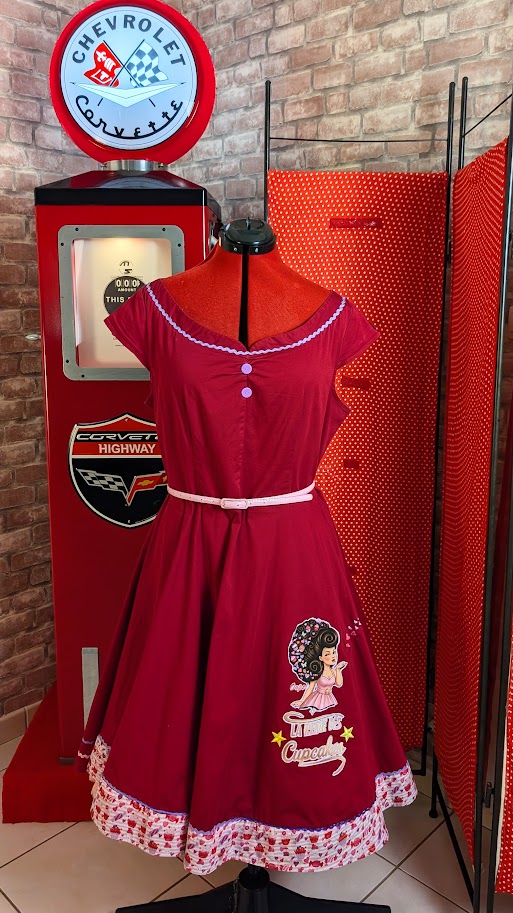 robe pin up rouge bordeaux retro swing