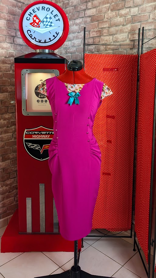 robe pin up retro crayon couleur fuchsia