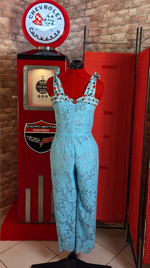 combinaison pin up dentelle turquoise