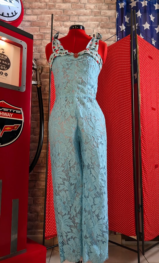 combinaison pin up dentelle turquoise