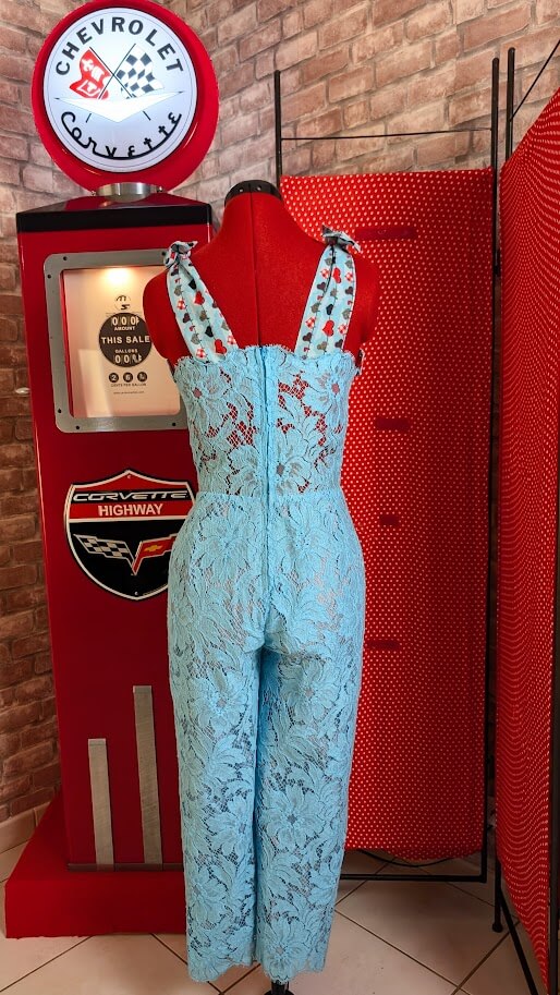 combinaison pin up dentelle turquoise