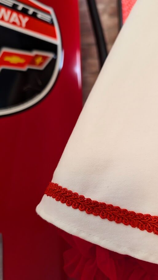 robe pin up swing bleu et blanche avec broderie navy