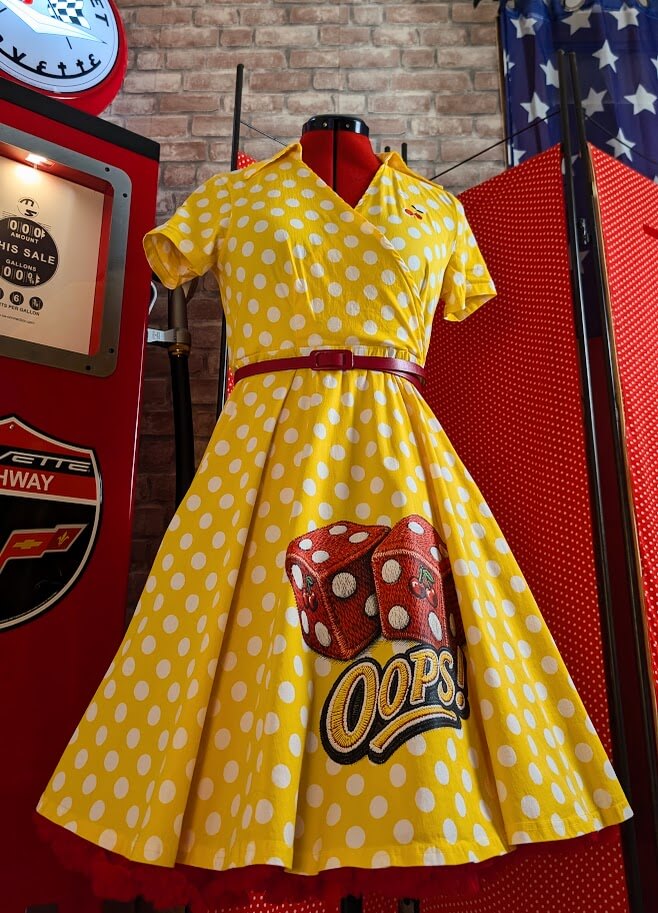 robe pin up jaune à pois blanc swing
