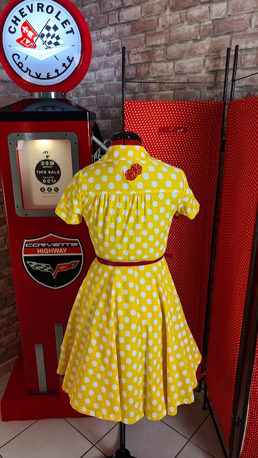 robe pin up jaune à pois blanc swing