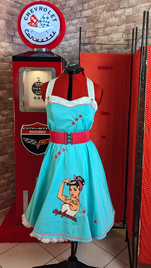 robe pin up retro vert turquoise