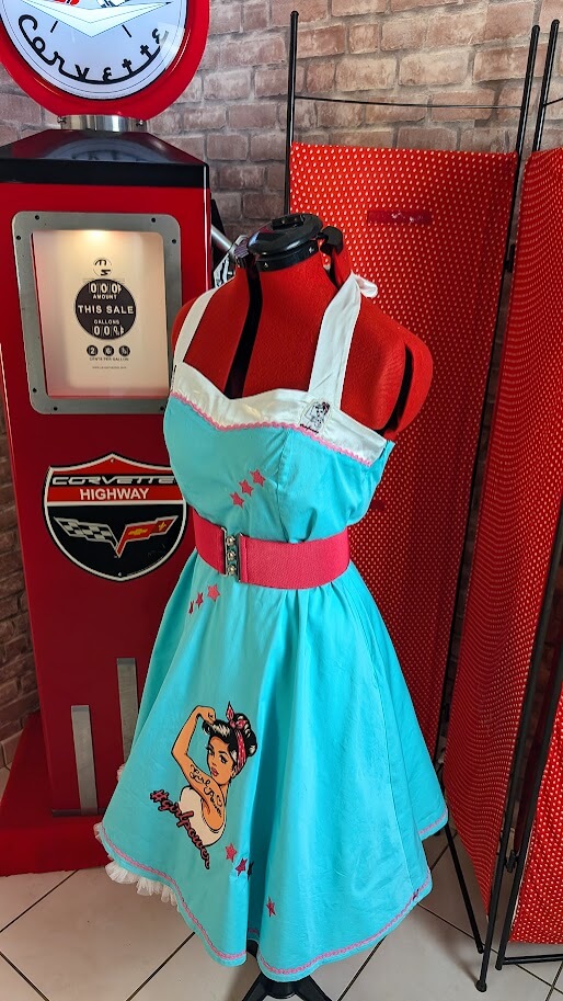 robe pin up retro vert turquoise