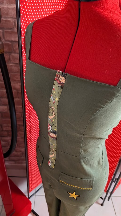 combinaison pin up kakie retro militaire