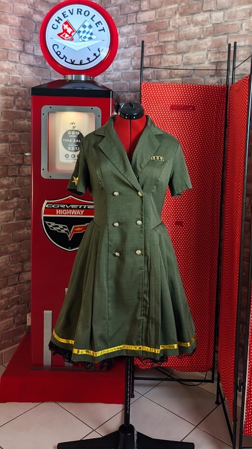 robe pin up militaire retro couleur kaki