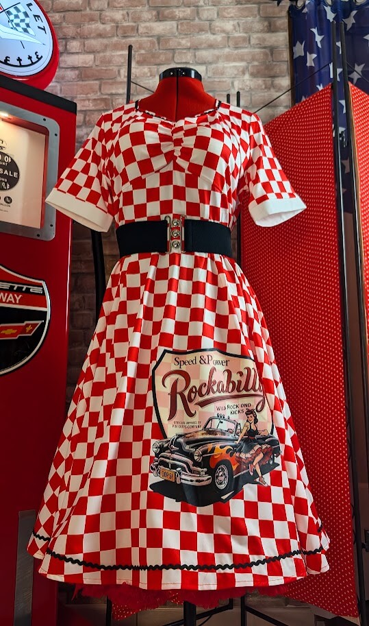 robe pin up rockabilly vichy rouge et blanc