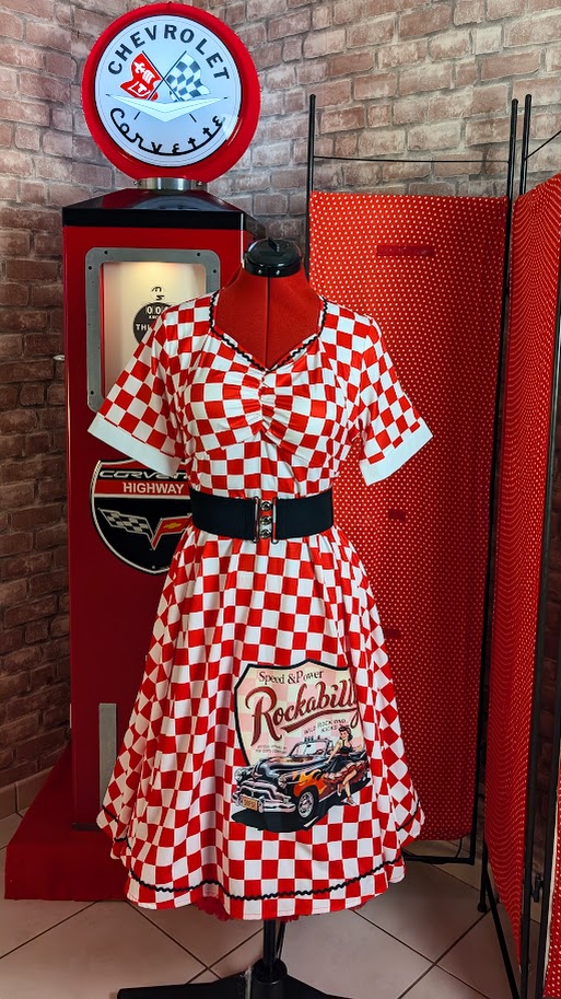 robe pin up rockabilly vichy rouge et blanc